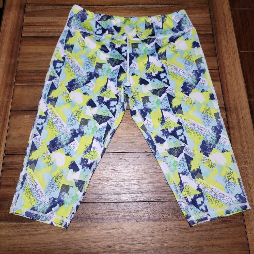 Pro Player Blue Green & Yellow Designs Wicking Leggings - Size XL